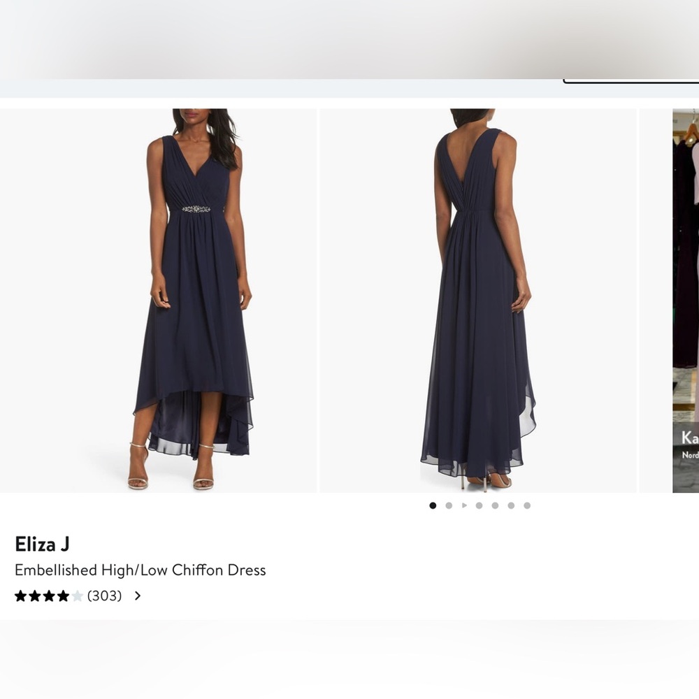 Eliza J Navy Chiffon High/Low Dress
